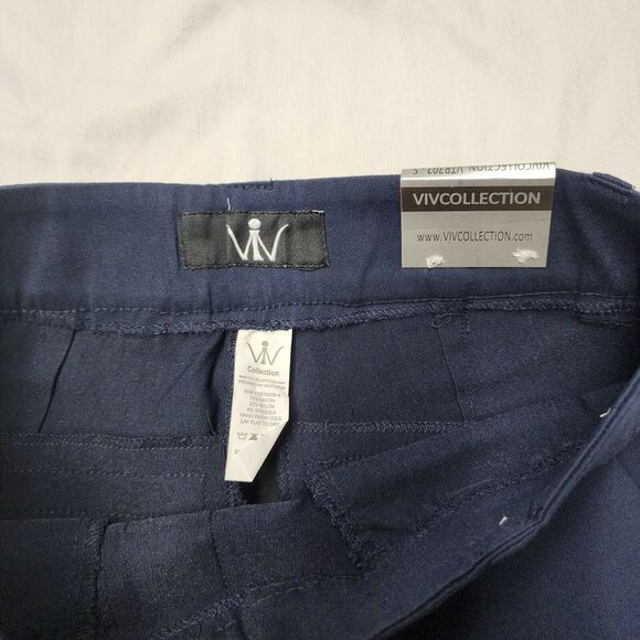 VIV Collection Women's Straight Fit Trouser Work Pants Navy Blue Size Small (A31 - Picture 3 of 8